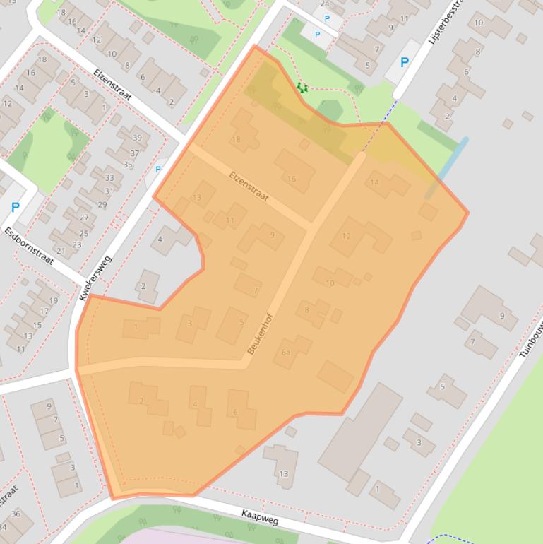 Kaart van postcodegebied 9982EL.