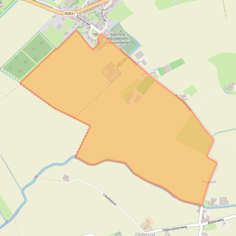 Kaart van postcodegebied 9982XR.