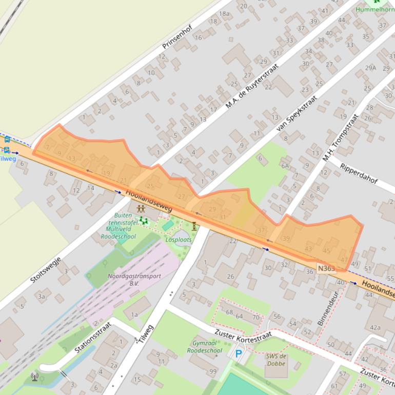 Kaart van postcodegebied 9983PA.