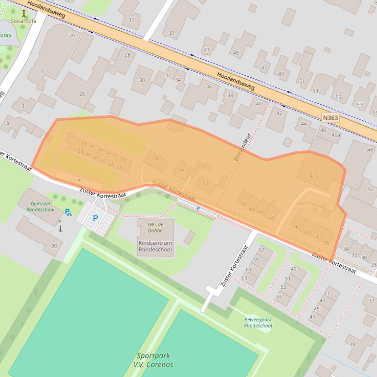 Kaart van postcodegebied 9983SZ.