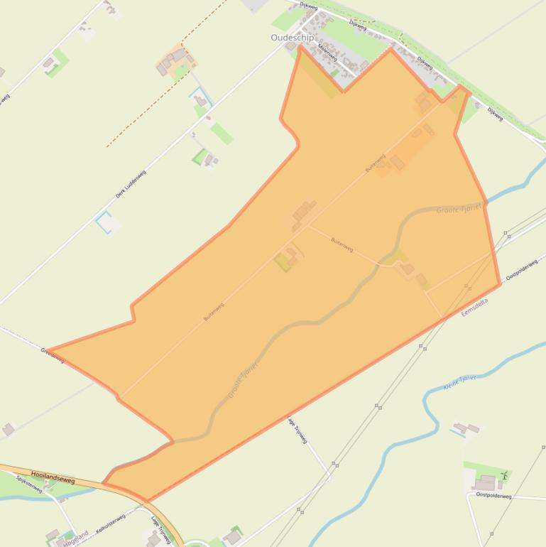 Kaart van postcodegebied 9984NS.