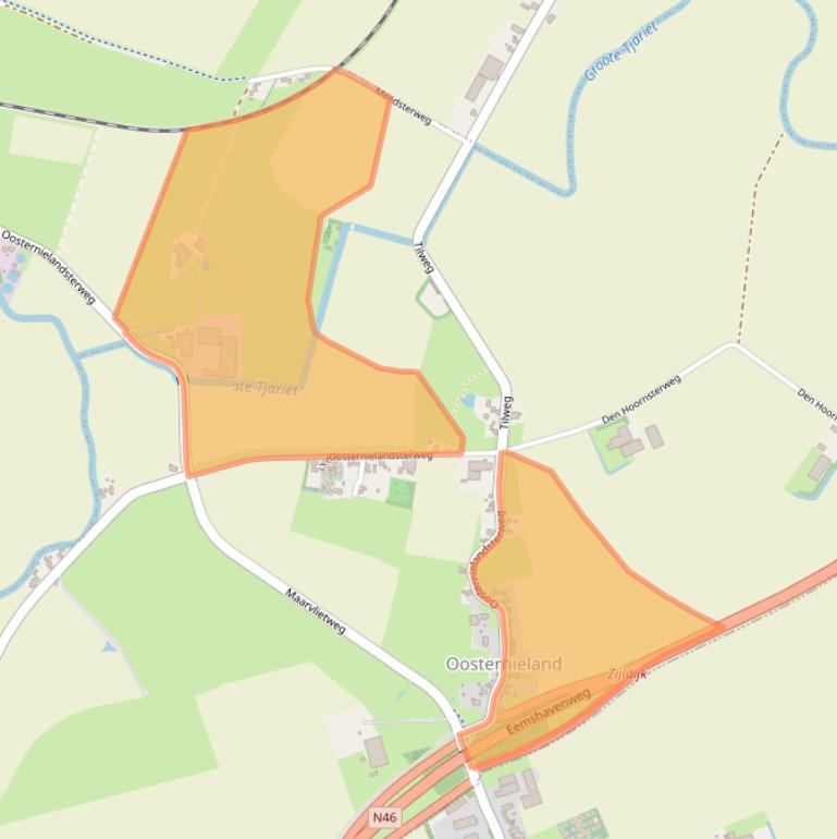 Kaart van postcodegebied 9985SB.