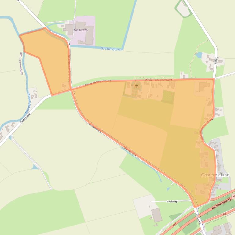 Kaart van postcodegebied 9985SC.