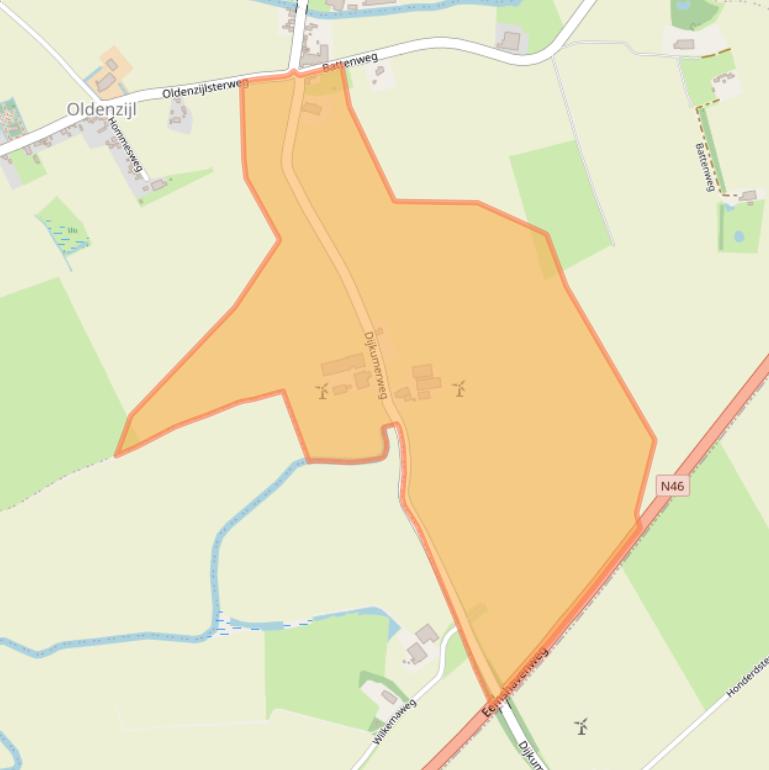 Kaart van postcodegebied 9986XL.