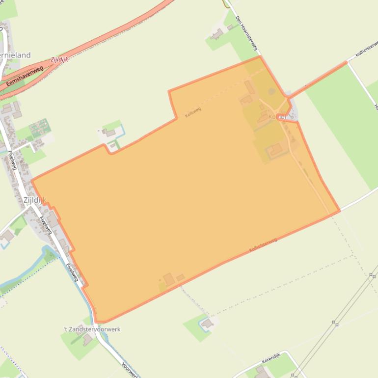 Kaart van postcodegebied 9987NL.