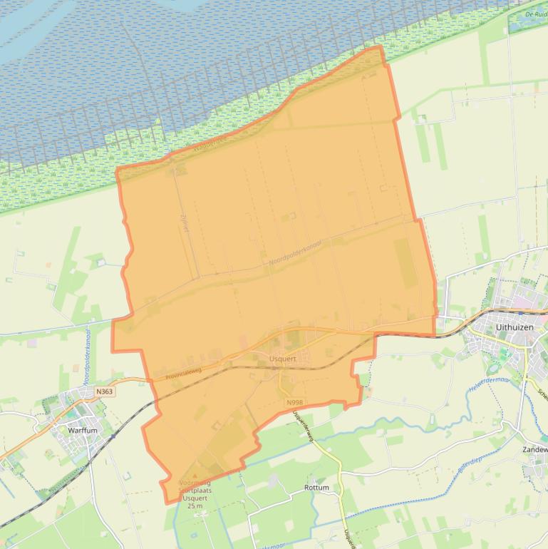 Kaart van postcodegebied 9988.