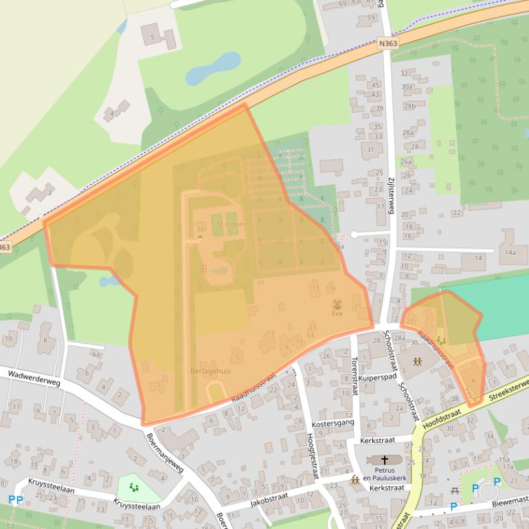 Kaart van postcodegebied 9988RE.