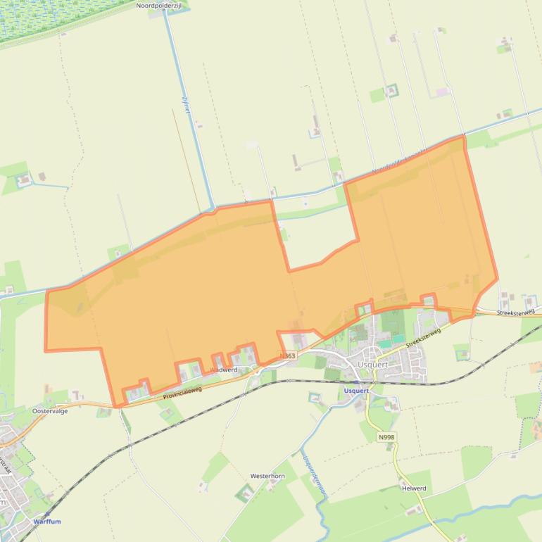 Kaart van postcodegebied 9988TB.