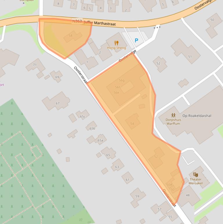 Kaart van postcodegebied 9989AE.