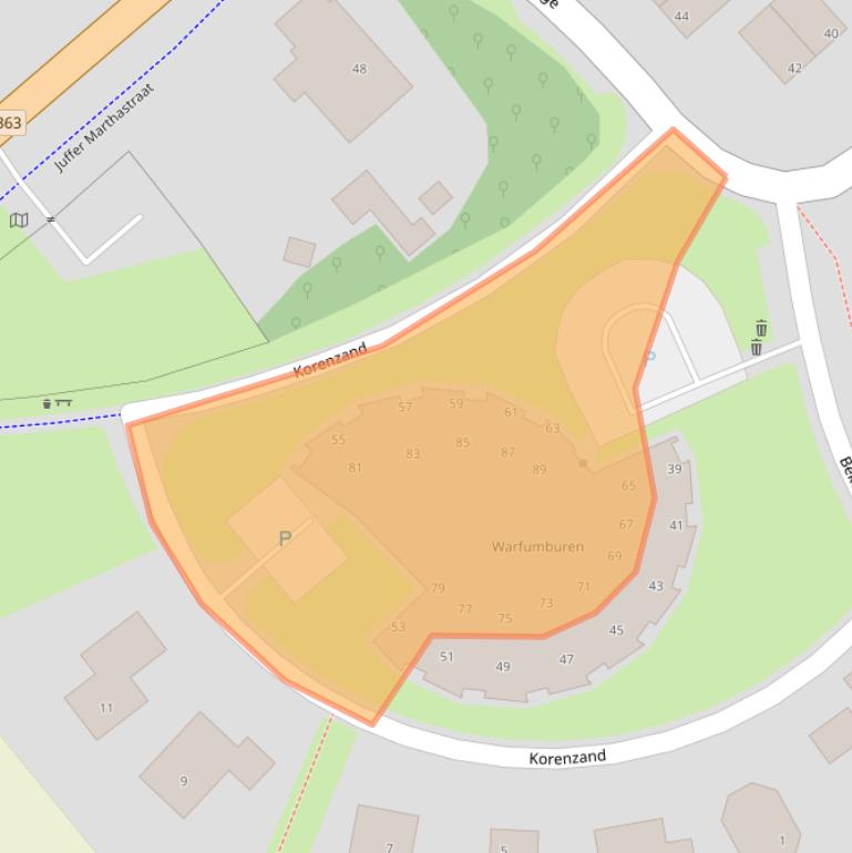 Kaart van postcodegebied 9989CM.