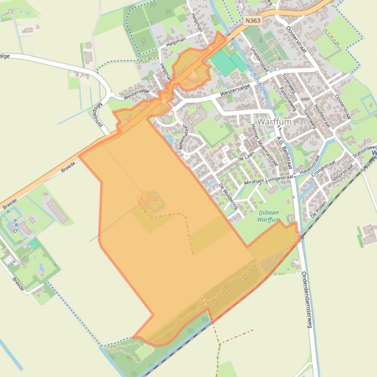 Kaart van postcodegebied 9989EH.