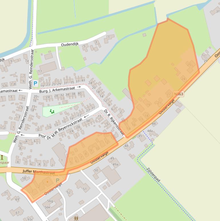 Kaart van postcodegebied 9989EJ.