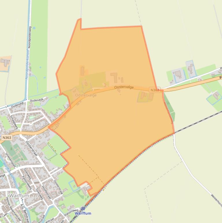 Kaart van postcodegebied 9989EK.