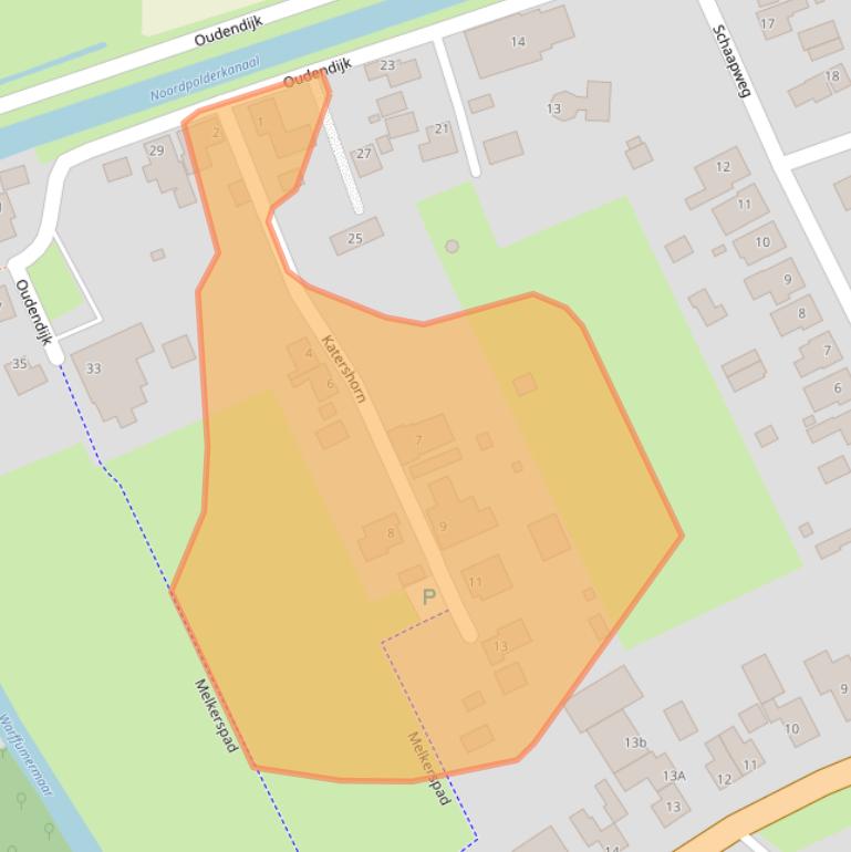 Kaart van postcodegebied 9989EW.