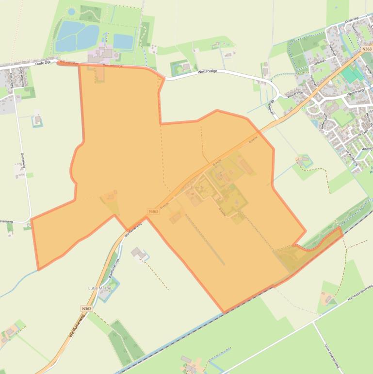 Kaart van postcodegebied 9989TA.