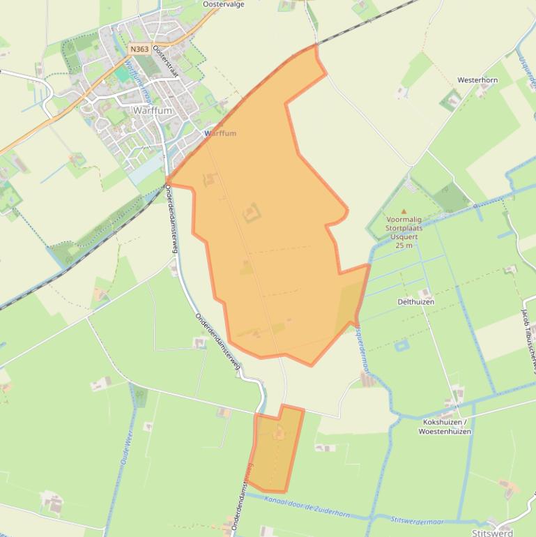 Kaart van postcodegebied 9989TB.