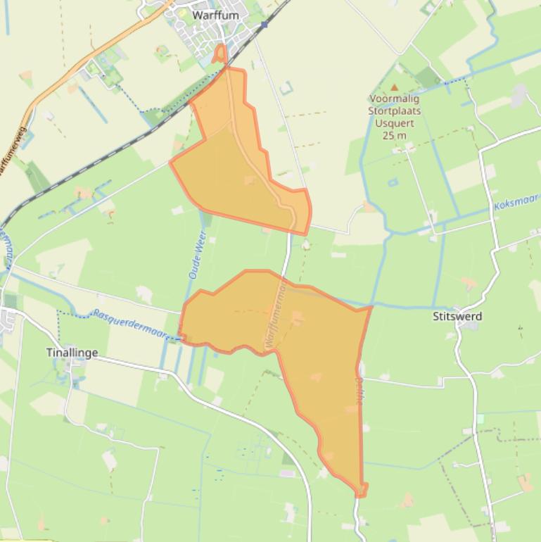 Kaart van postcodegebied 9989TG.