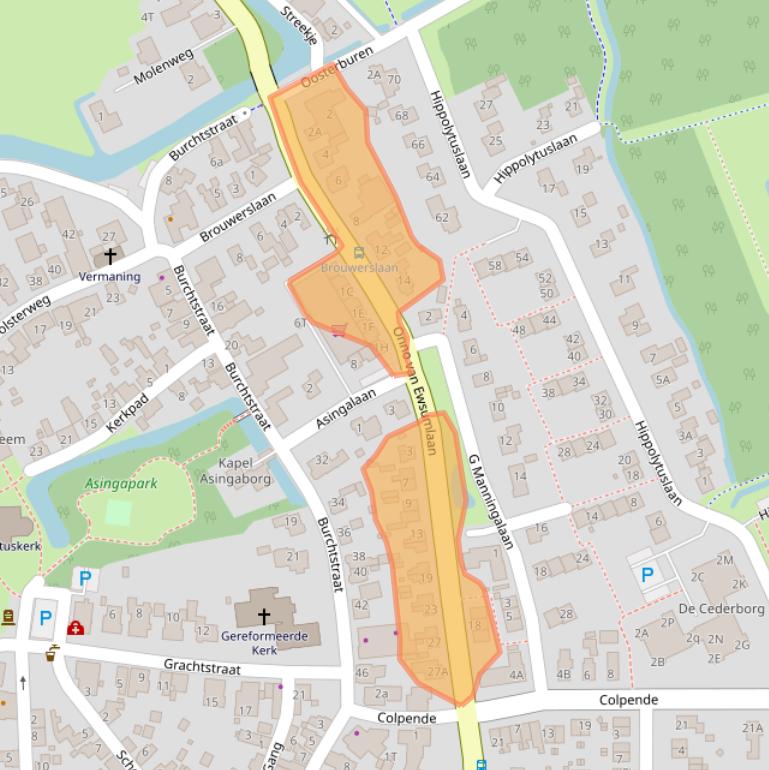 Kaart van postcodegebied 9991AE.