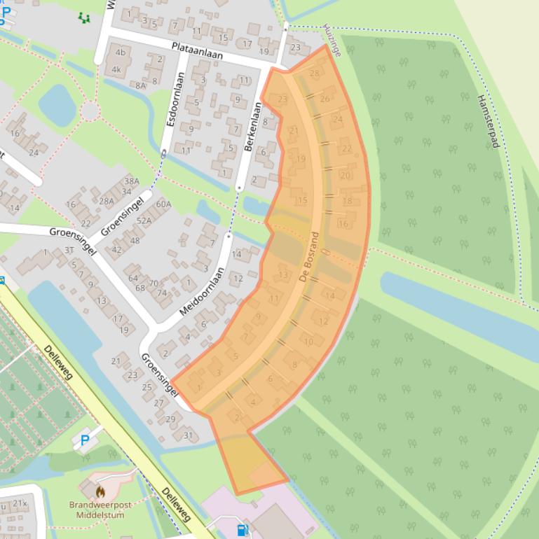 Kaart van postcodegebied 9991EJ.