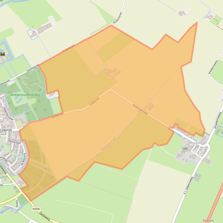 Kaart van postcodegebied 9992TW.