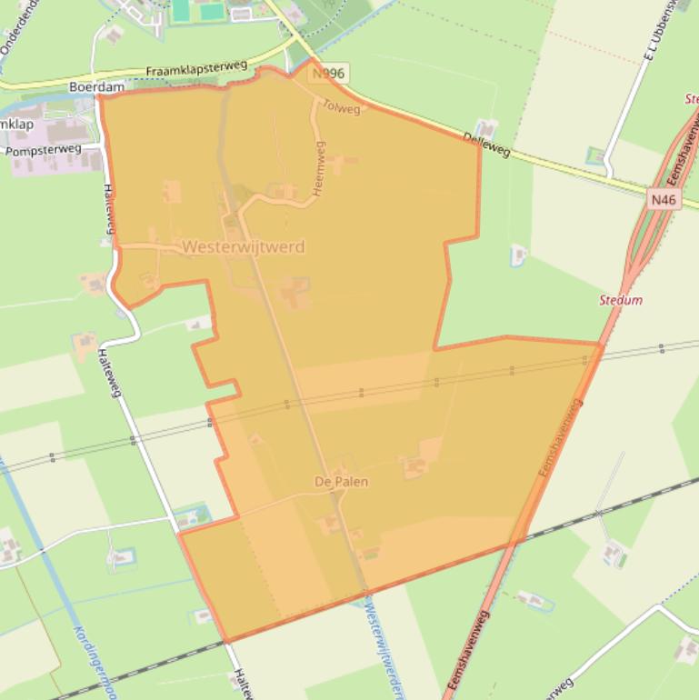 Kaart van postcodegebied 9993.