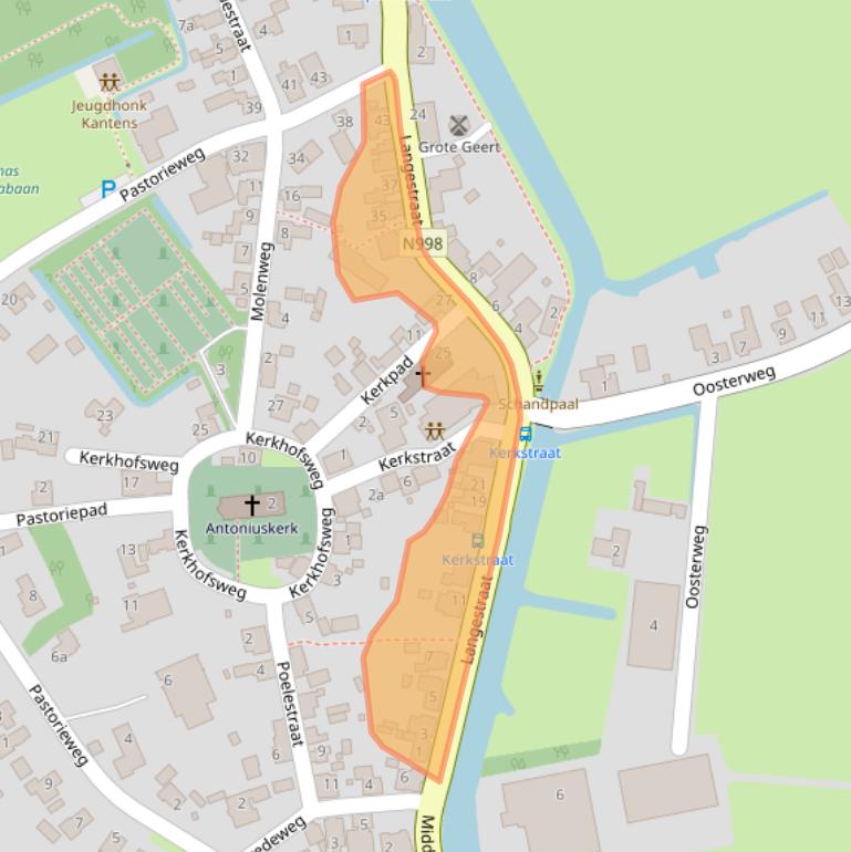 Kaart van postcodegebied 9995PD.
