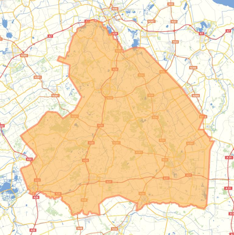 Kaart van de provincie Drenthe.