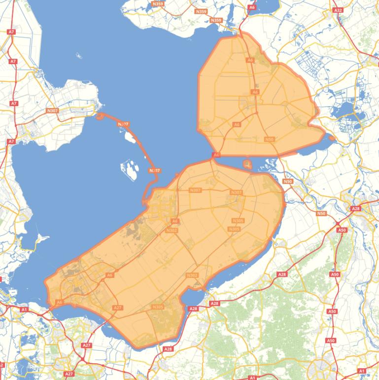 Kaart van de provincie Flevoland.
