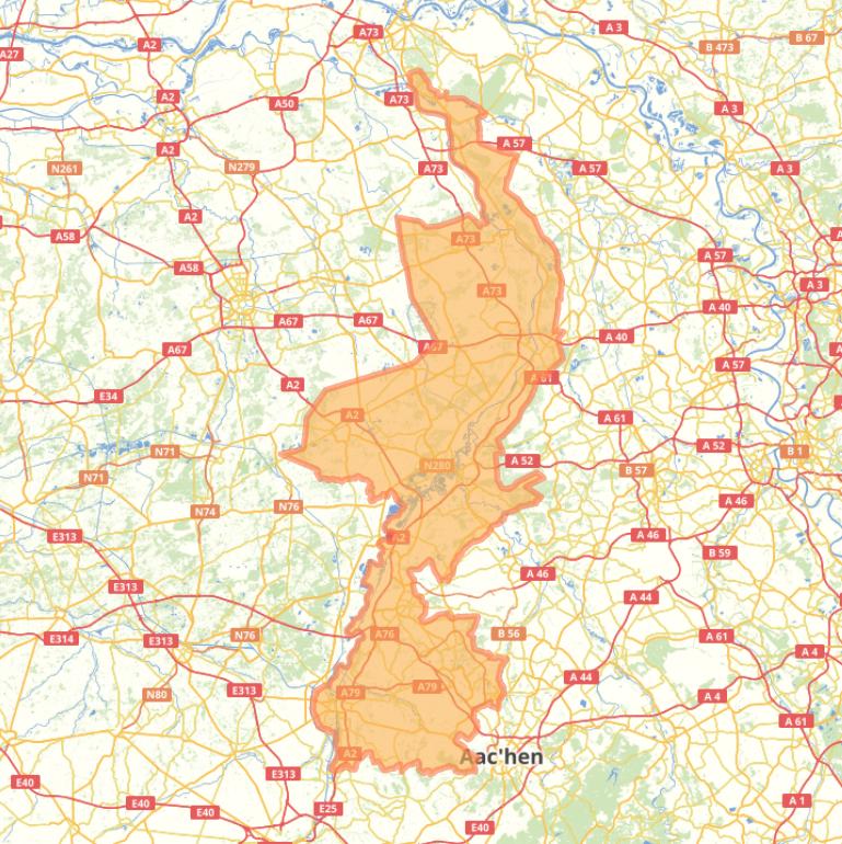 Kaart van de provincie Limburg.