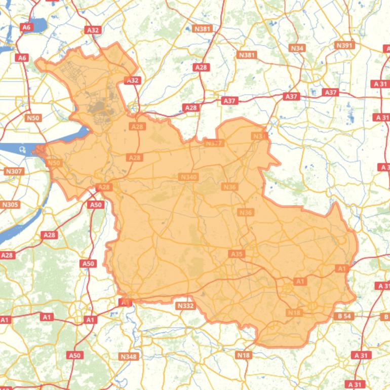 Kaart van de provincie Overijssel.