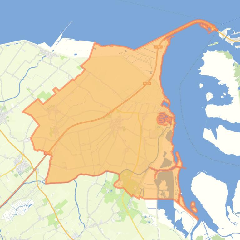 Kaart van de wijk Anjum - Noordoost.