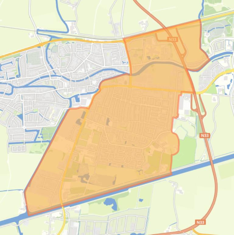 Kaart van de wijk Appingedam-Oost.