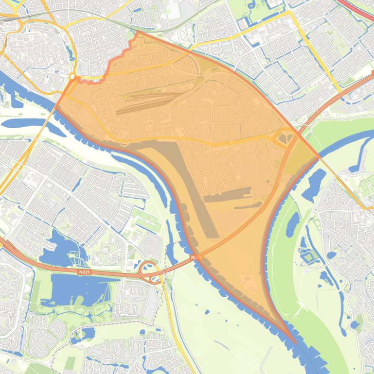 Kaart van de wijk Arnhemse Broek.