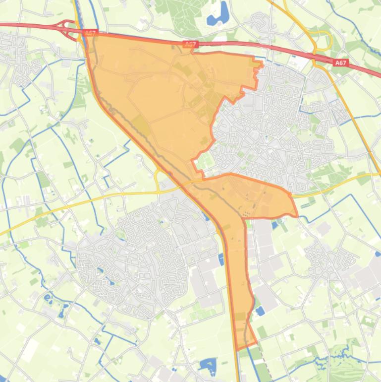 Kaart van de wijk Asten buitengebied west.