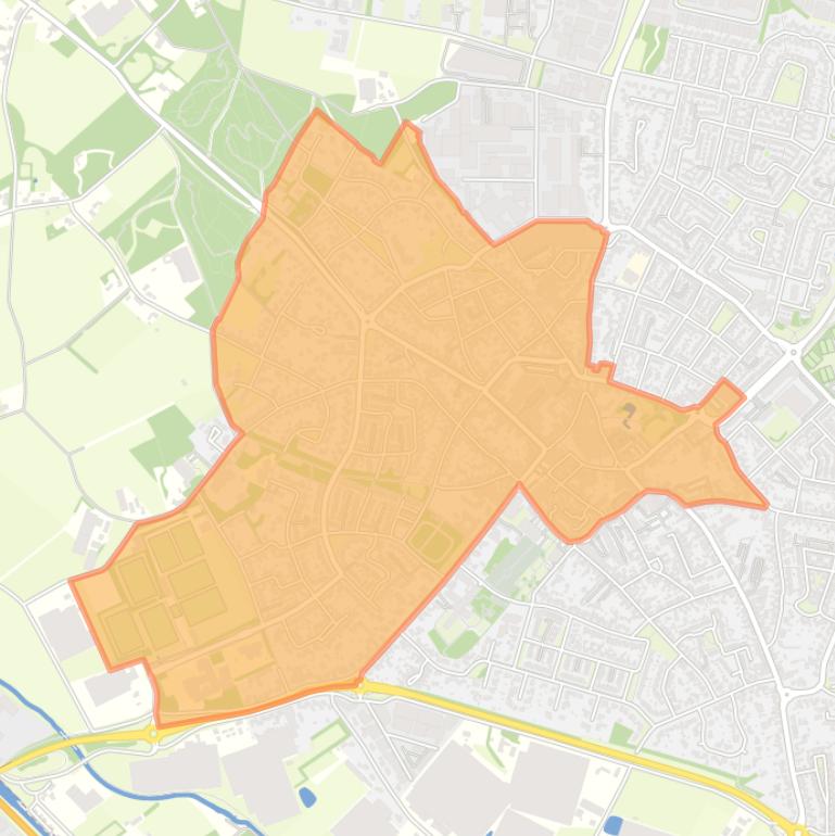 Kaart van de wijk Asten centrum / west.