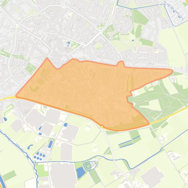 Kaart van de wijk Asten zuid.