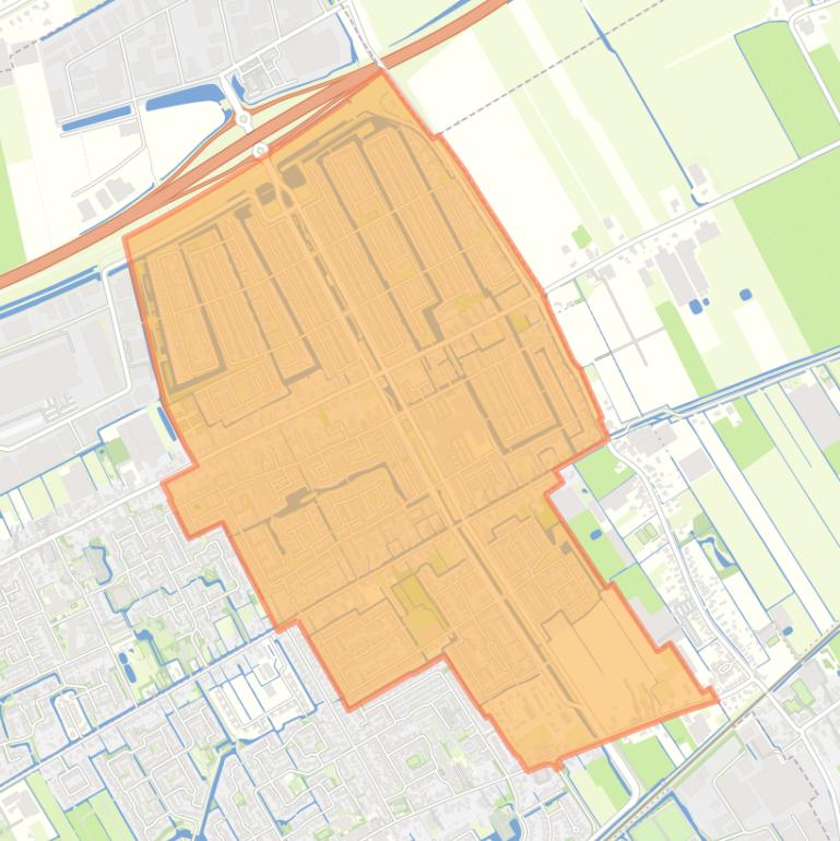 Kaart van de wijk Bangert en Oosterpolder.