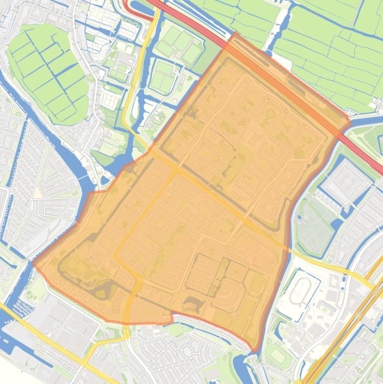 Kaart van de wijk Banne Buiksloot.