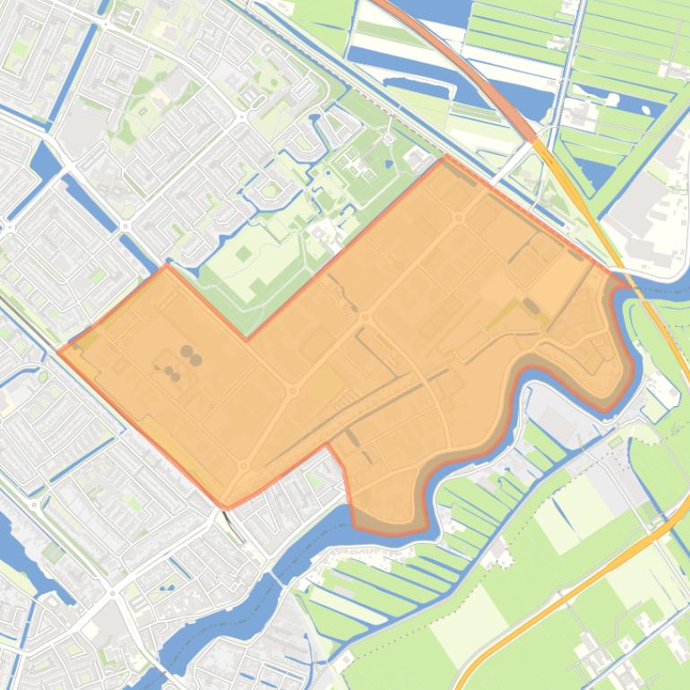 Kaart van de wijk Bedrijventerrein.