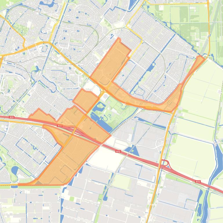 Kaart van de wijk Bedrijventerreinen.