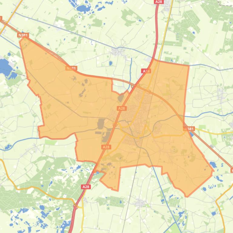 Kaart van de wijk Beilen.