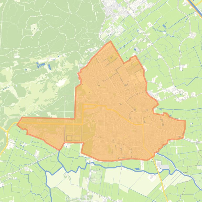 Kaart van de wijk Bergen Binnen.