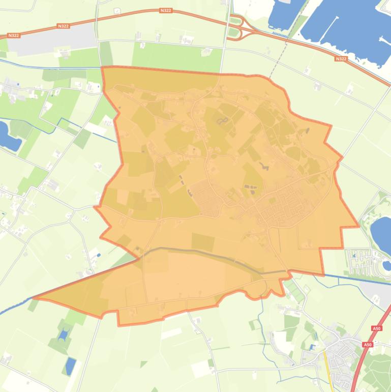 Kaart van de wijk Bergharen.