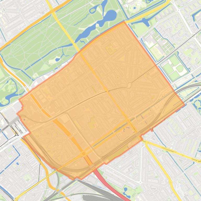 Kaart van de wijk Bezuidenhout.