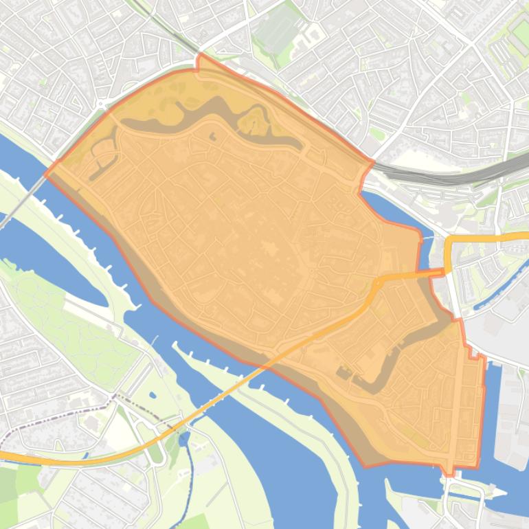 Kaart van de wijk Binnenstad.