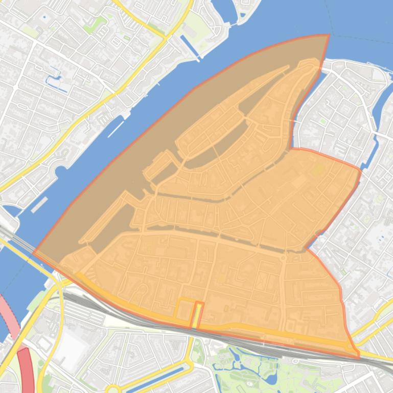 Kaart van de wijk Binnenstad.