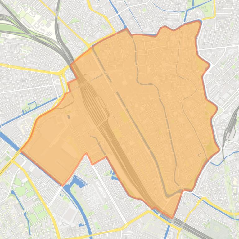 Kaart van de wijk Binnenstad.