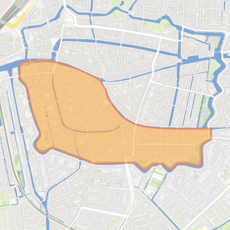 Kaart van de wijk Binnenstad-Zuid.