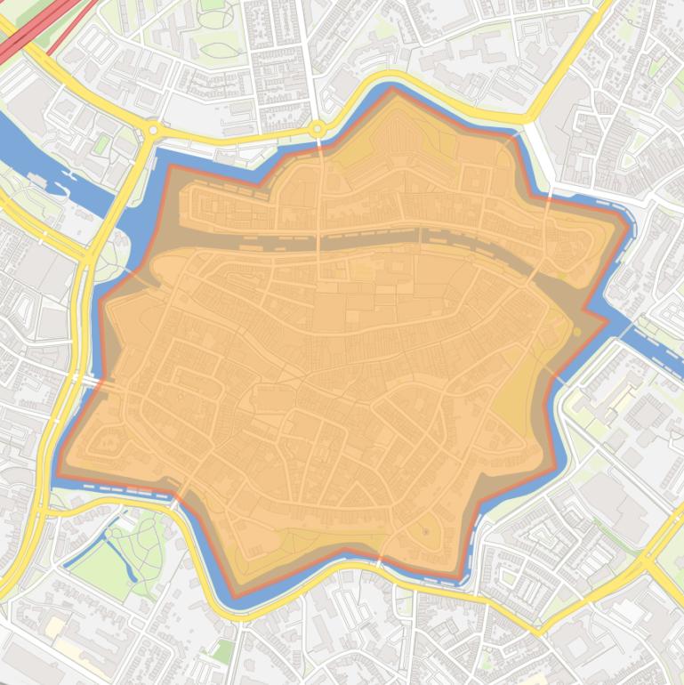 Kaart van de wijk Binnenstad.