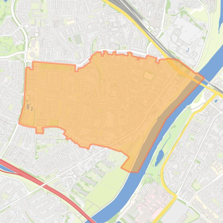 Kaart van de wijk Blerick-Midden.